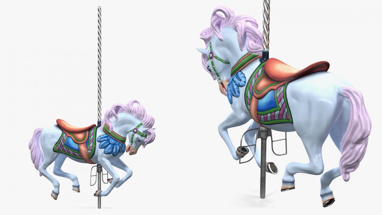 Carousel Galloping Horse Pink 3D model