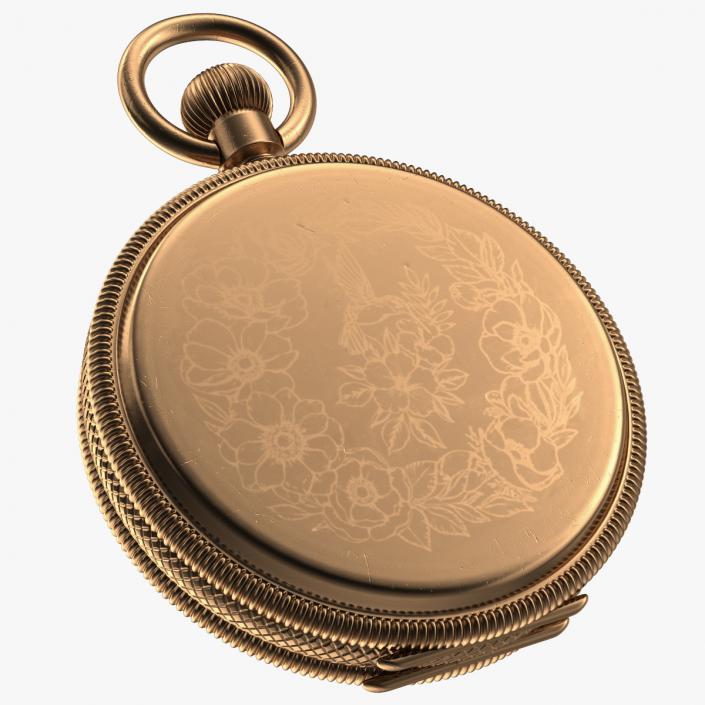 3D Vintage Brass Pocket Watch Closed model