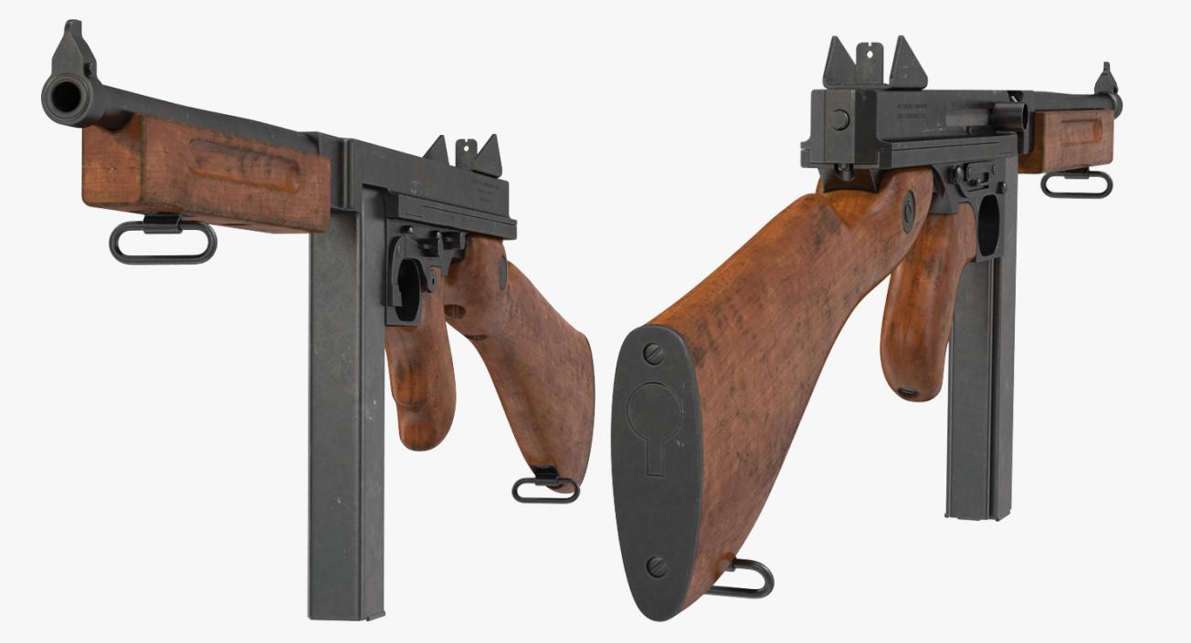 Submachine Gun Thompson M1A1 SMG 3D.