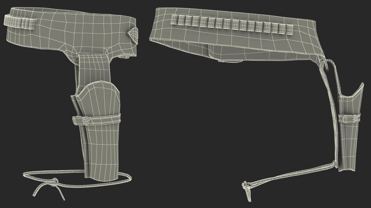 Western Gun Belt with Holster 3D model