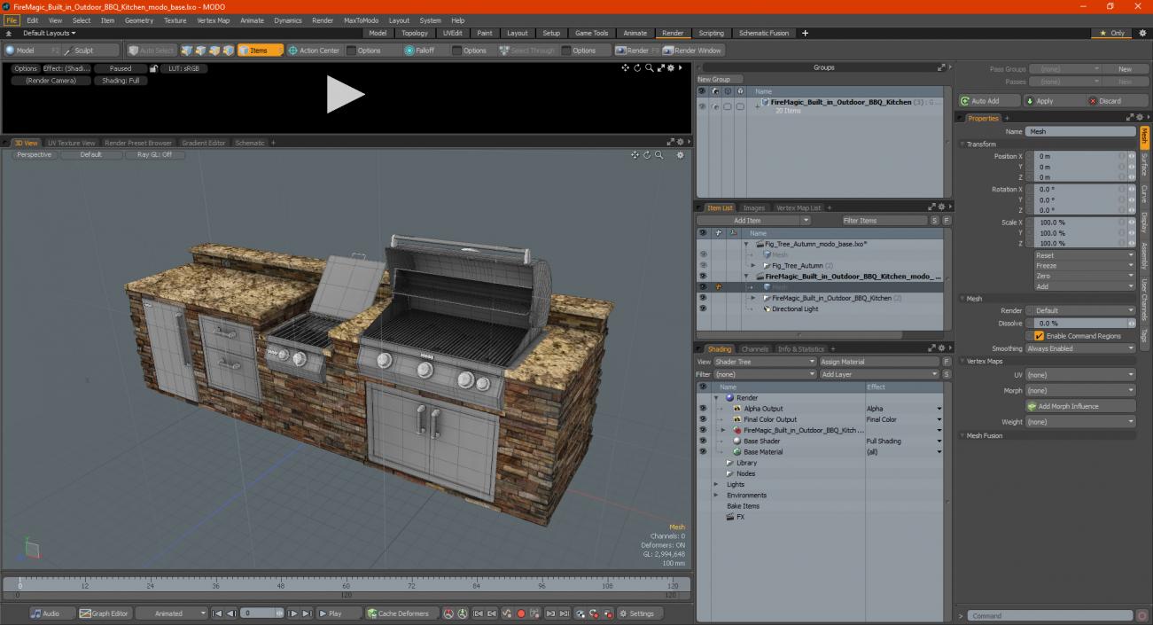 3D FireMagic Built in Outdoor BBQ Kitchen model