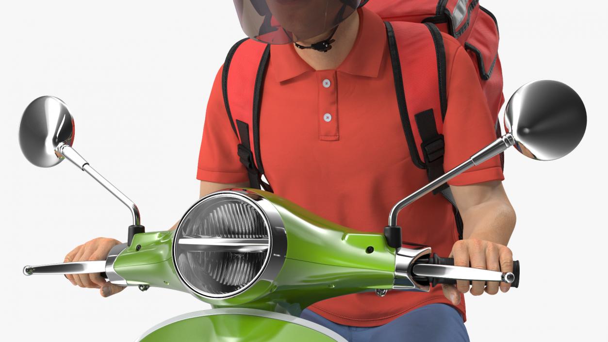 3D Food Delivery Man Riding Scooter Fur