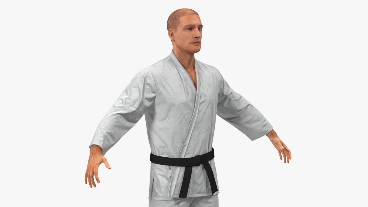 3D model Karate Fighter with Fur Rigged