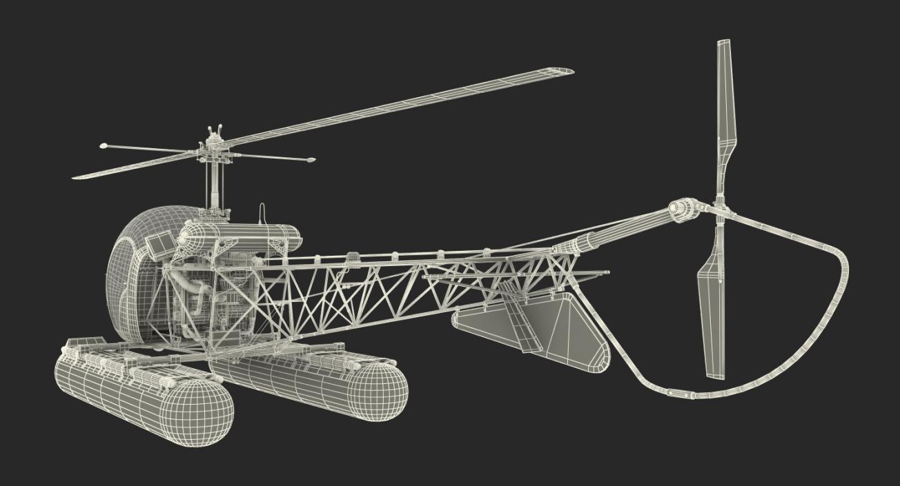 Bell 47 On Floats Rigged 3D model