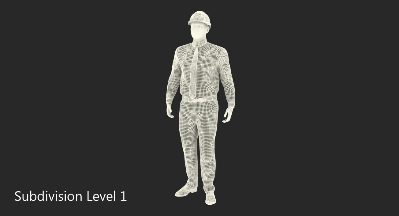 3D model Construction Engineer in Hardhat Walking Pose