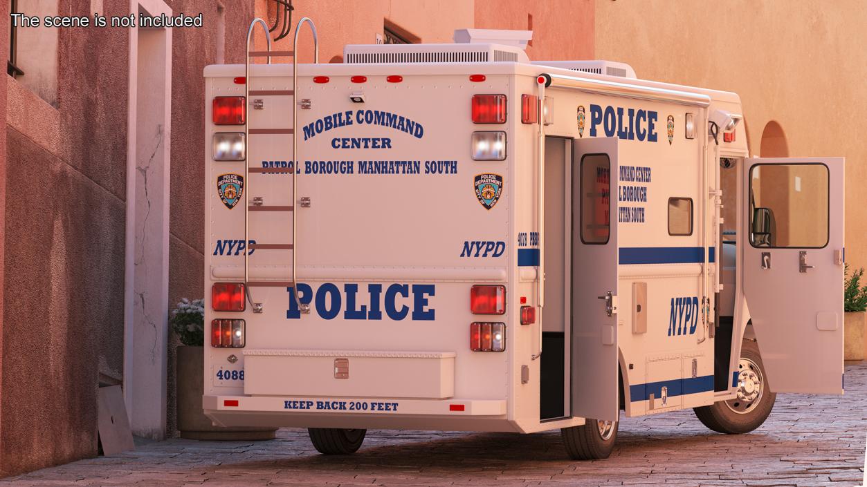 NYPD Mobile Command Center Lights On Rigged for Cinema 4D 3D