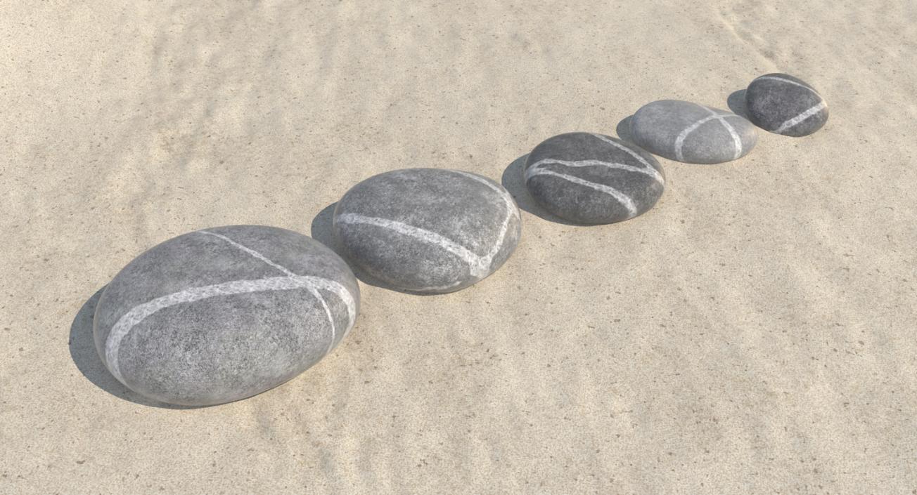 3D model Beach Stones with Quartz Veins