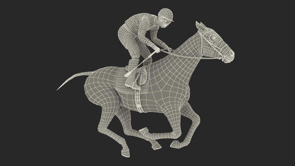 3D Gallop Bay Racing Horse with Jokey Fur model