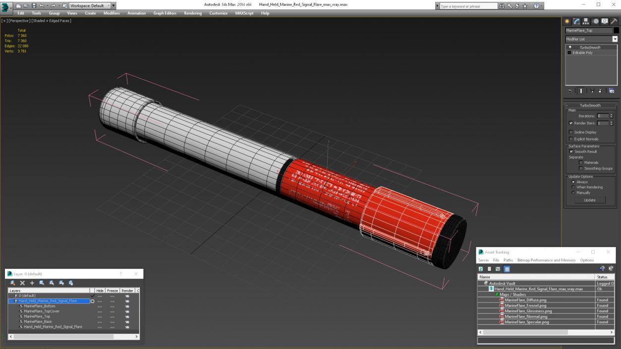 3D Hand Held Marine Red Signal Flare model