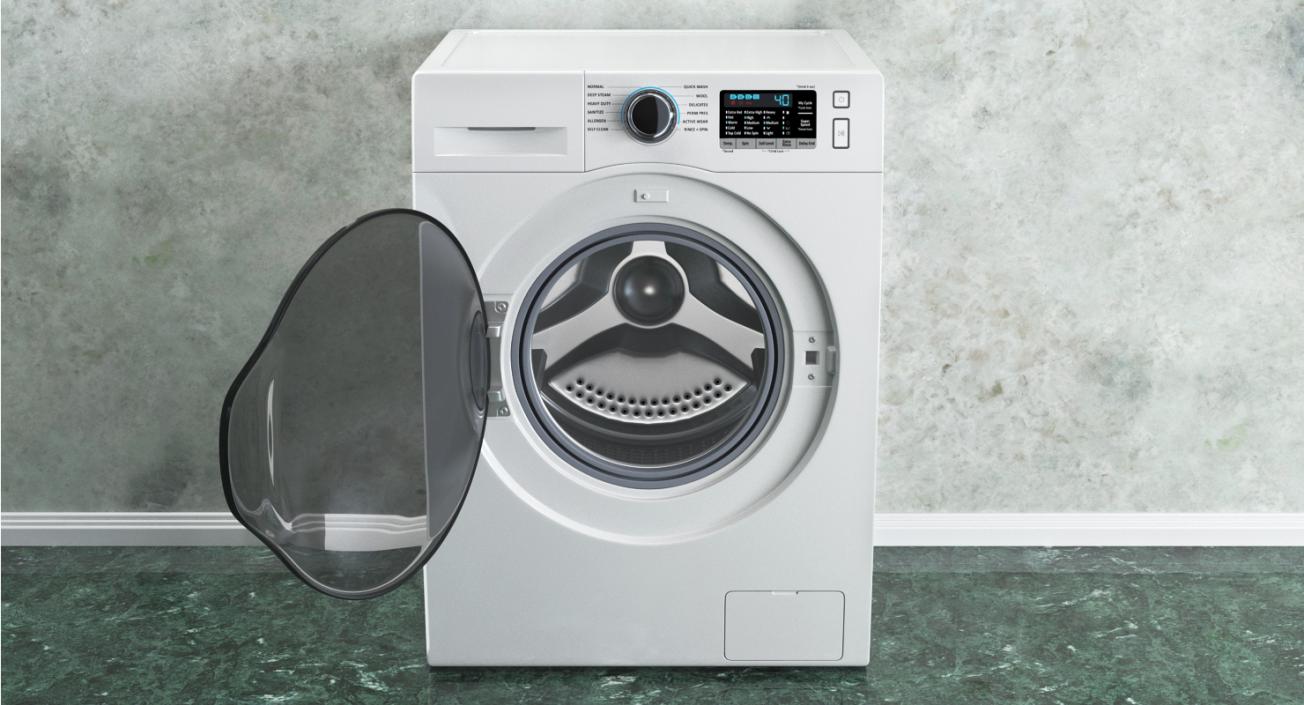 Front Load Washing Machine White 3D