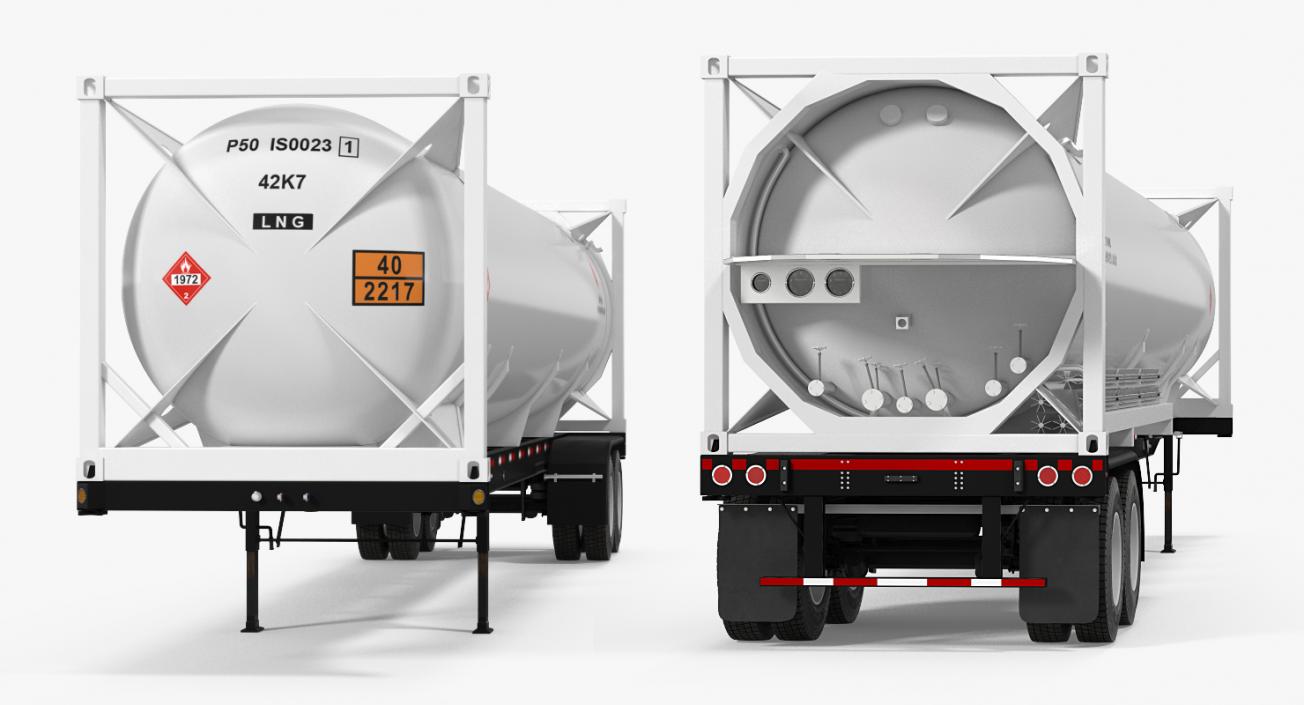 3D model LNG Semi Trailer Gas Tank Trailer Rigged