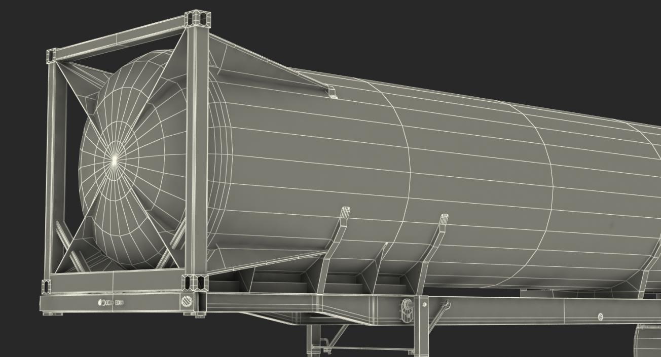 3D model LNG Semi Trailer Gas Tank Trailer Rigged