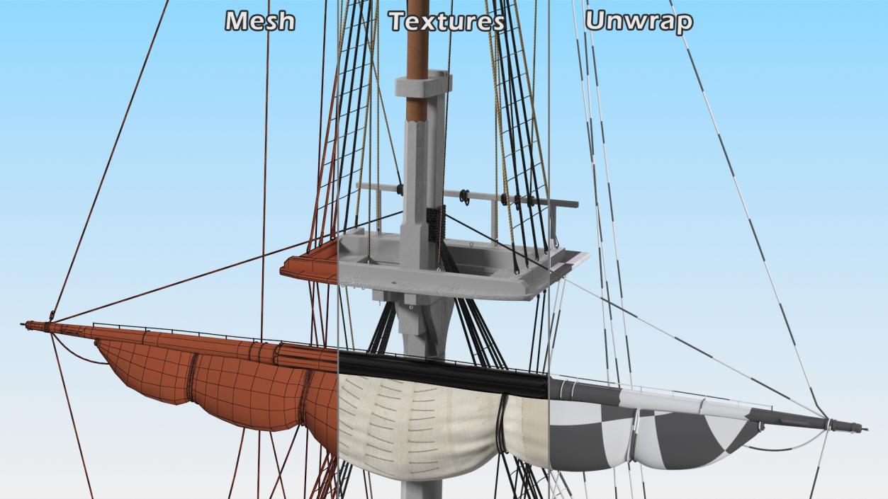 Foremast Retracted Sails 3D model