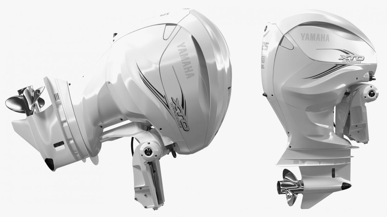 3D model Yamaha F425A Outboard Motor White Rigged