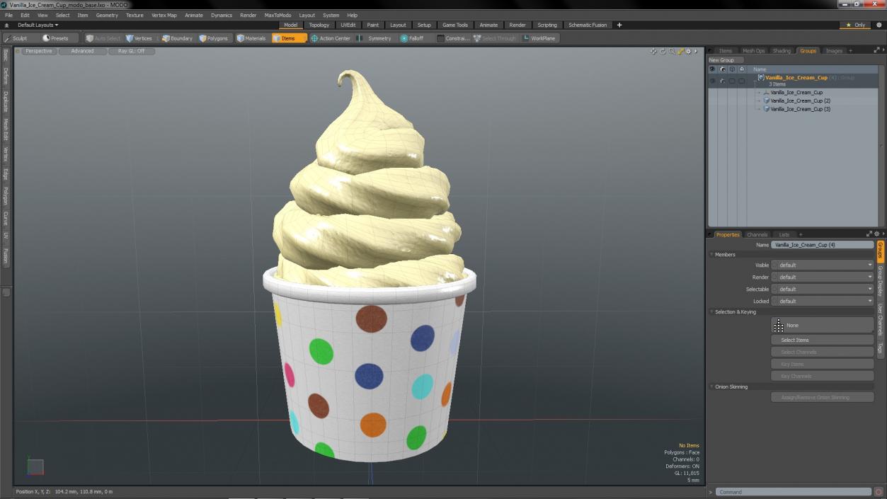 3D Vanilla Ice Cream Cup