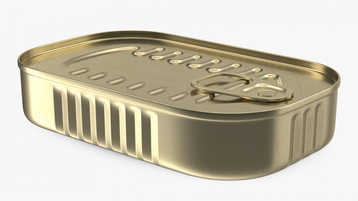 Rectangular Tin Can with Pull Tab Lid 3D