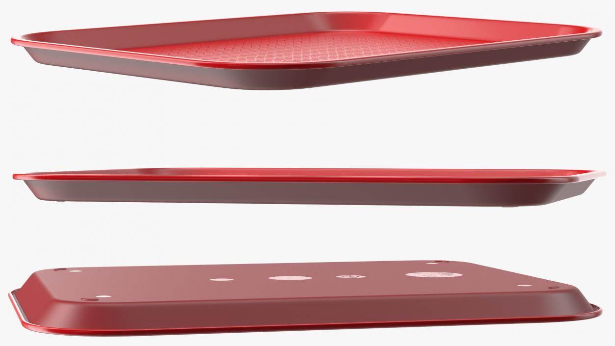 3D Plastic Fast Food Tray Red