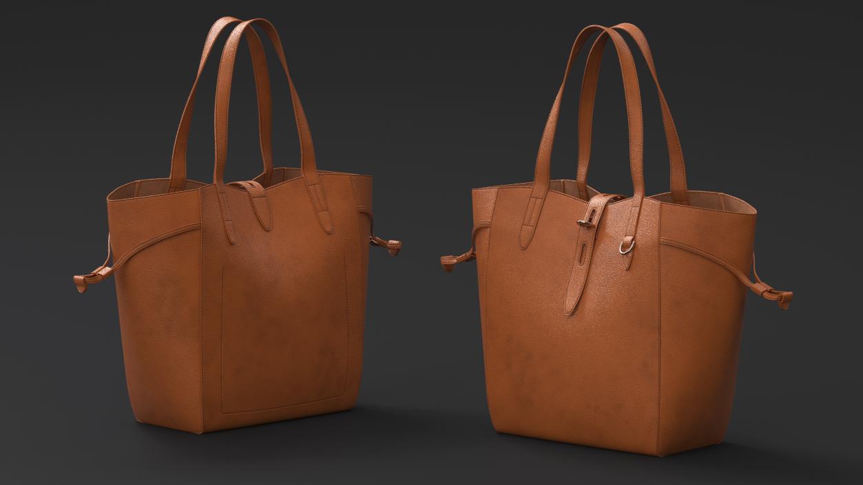 Leather Tote Bag Brown 3D