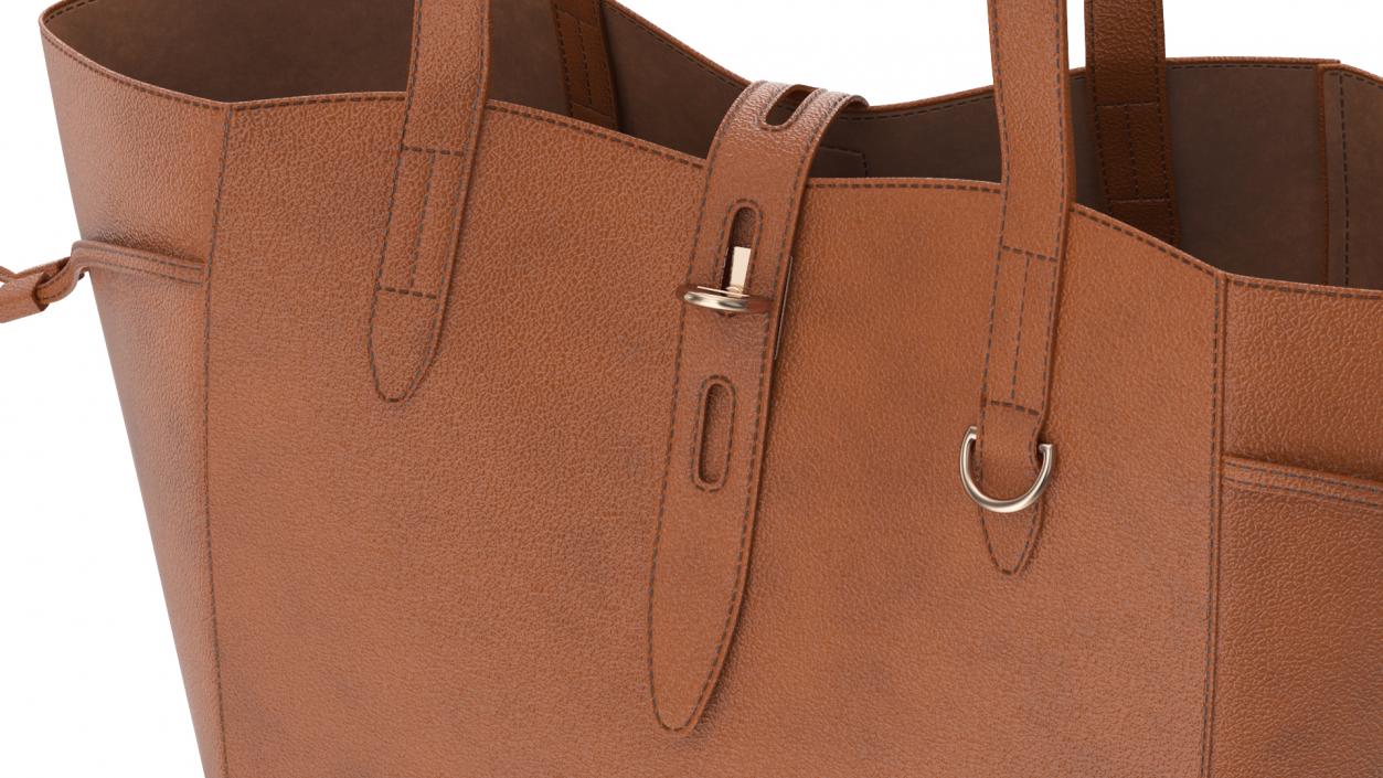 Leather Tote Bag Brown 3D