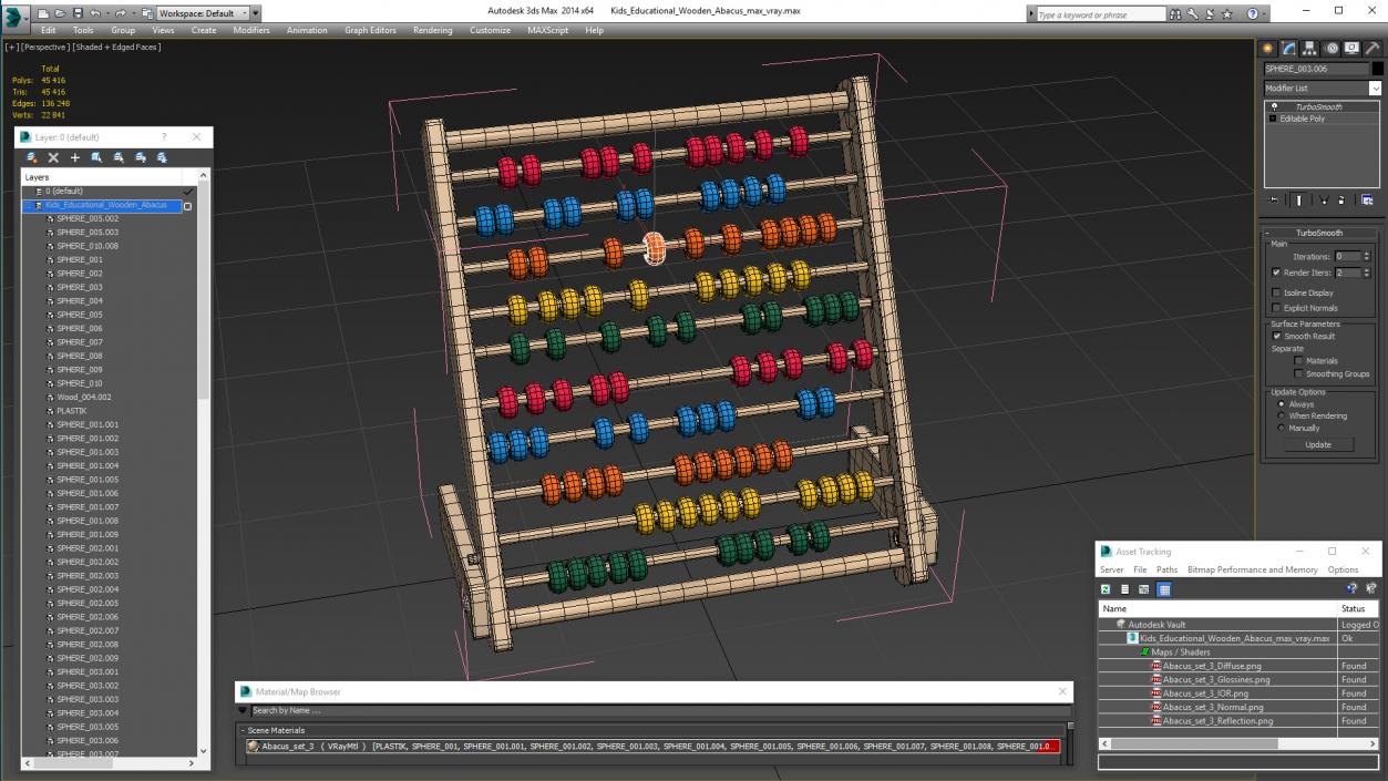 3D model Kids Educational Wooden Abacus