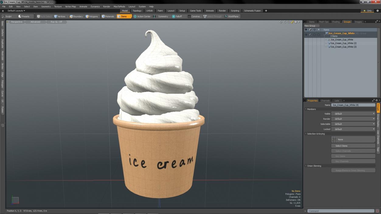 Ice Cream Cup White 3D model
