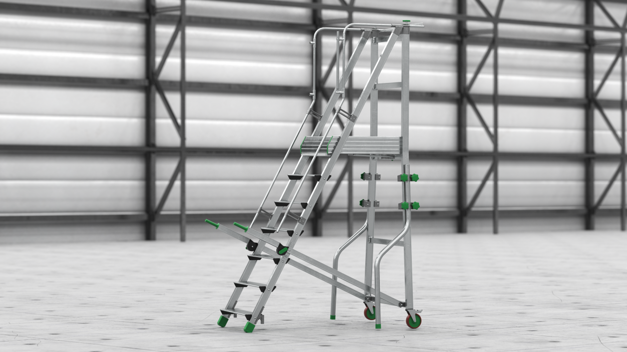 Folding Platform Ladder with Narrow Undercarriage 3D model