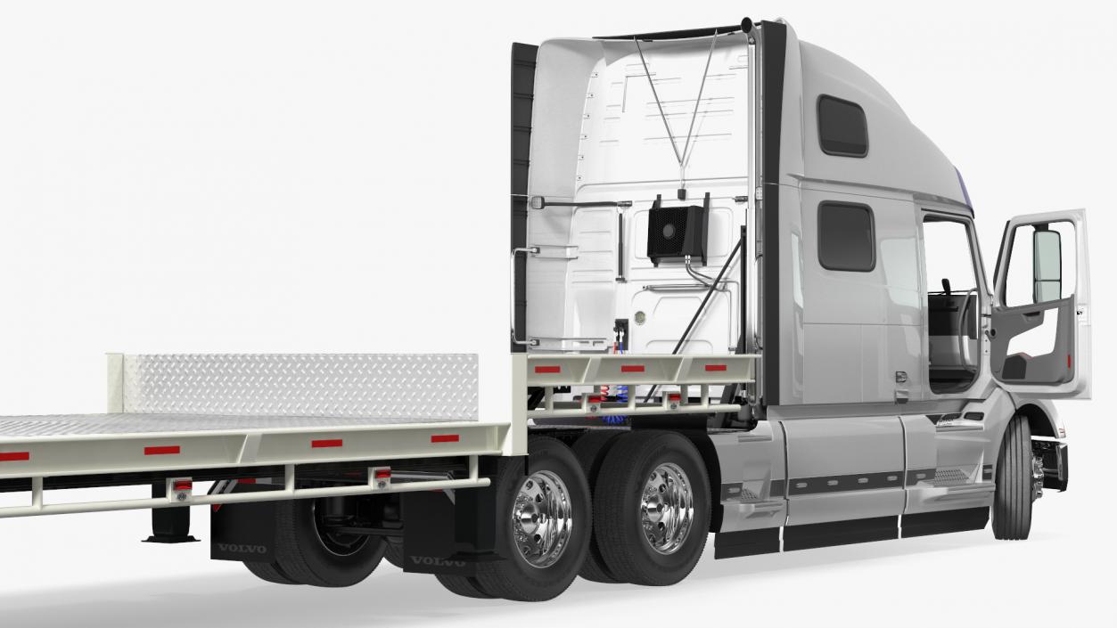 Volvo Truck with Axle Extendable Trailer Rigged 3D