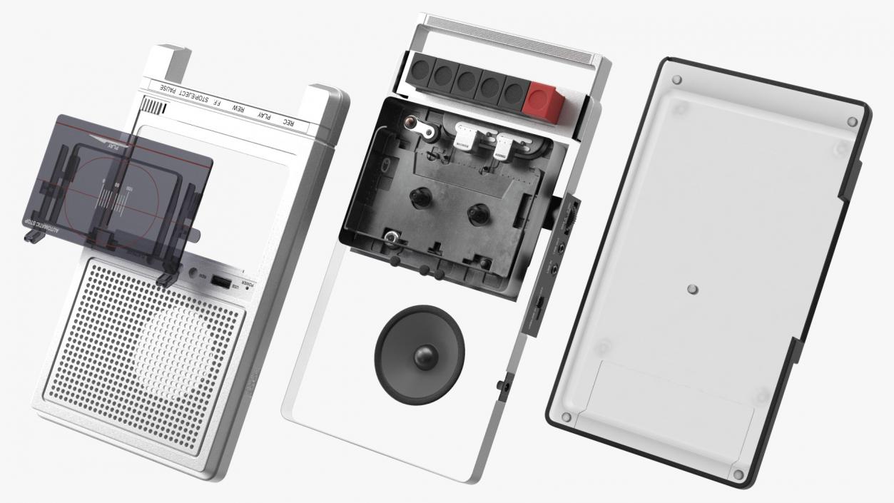 3D QFX RETRO 39 Shoebox Tape Recorder Silver