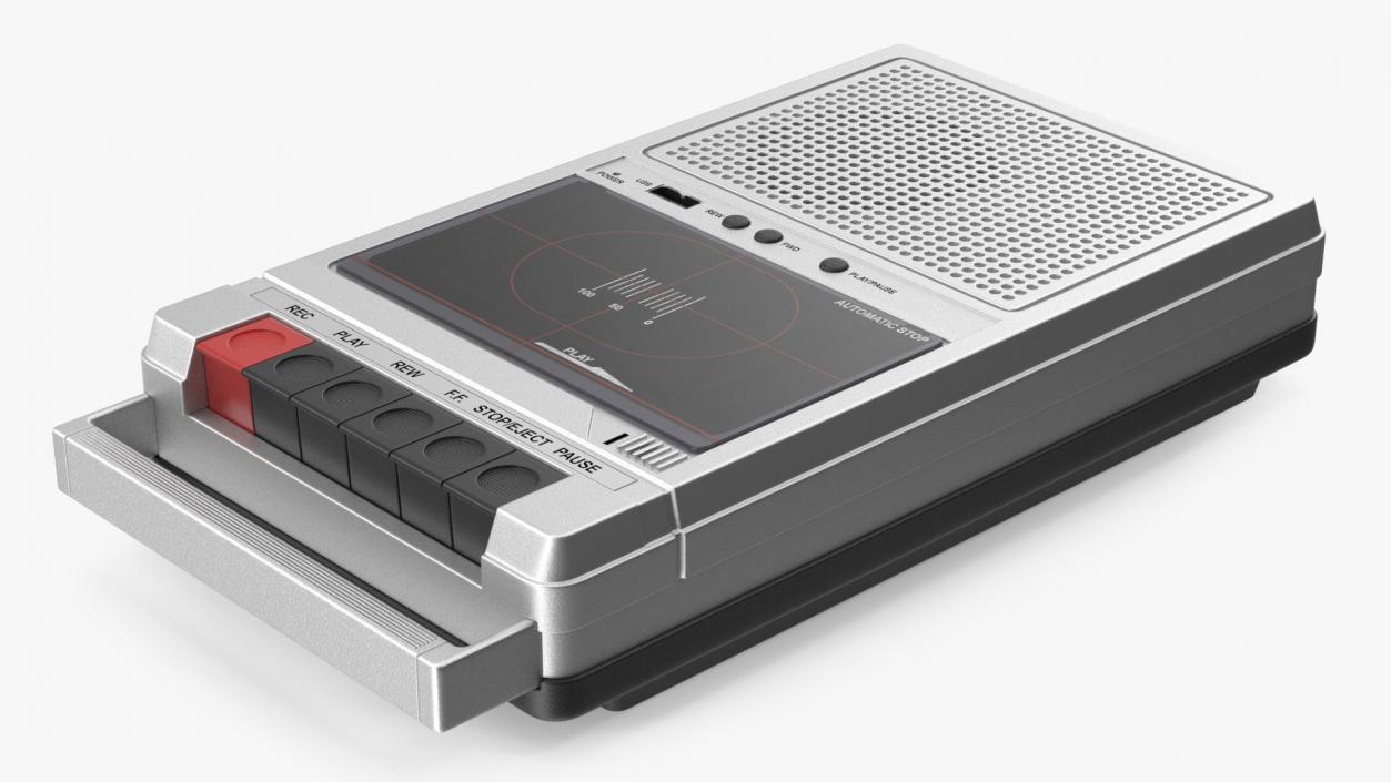 3D QFX RETRO 39 Shoebox Tape Recorder Silver