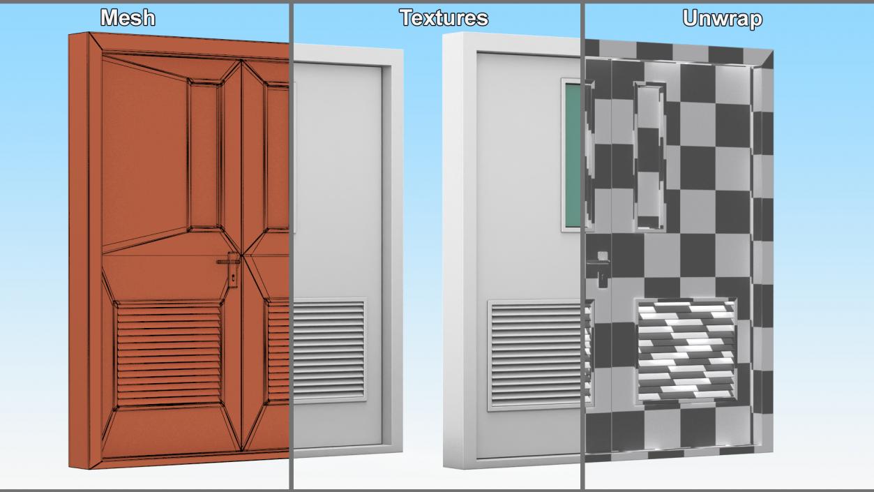Double Fire Doors Grey 3D