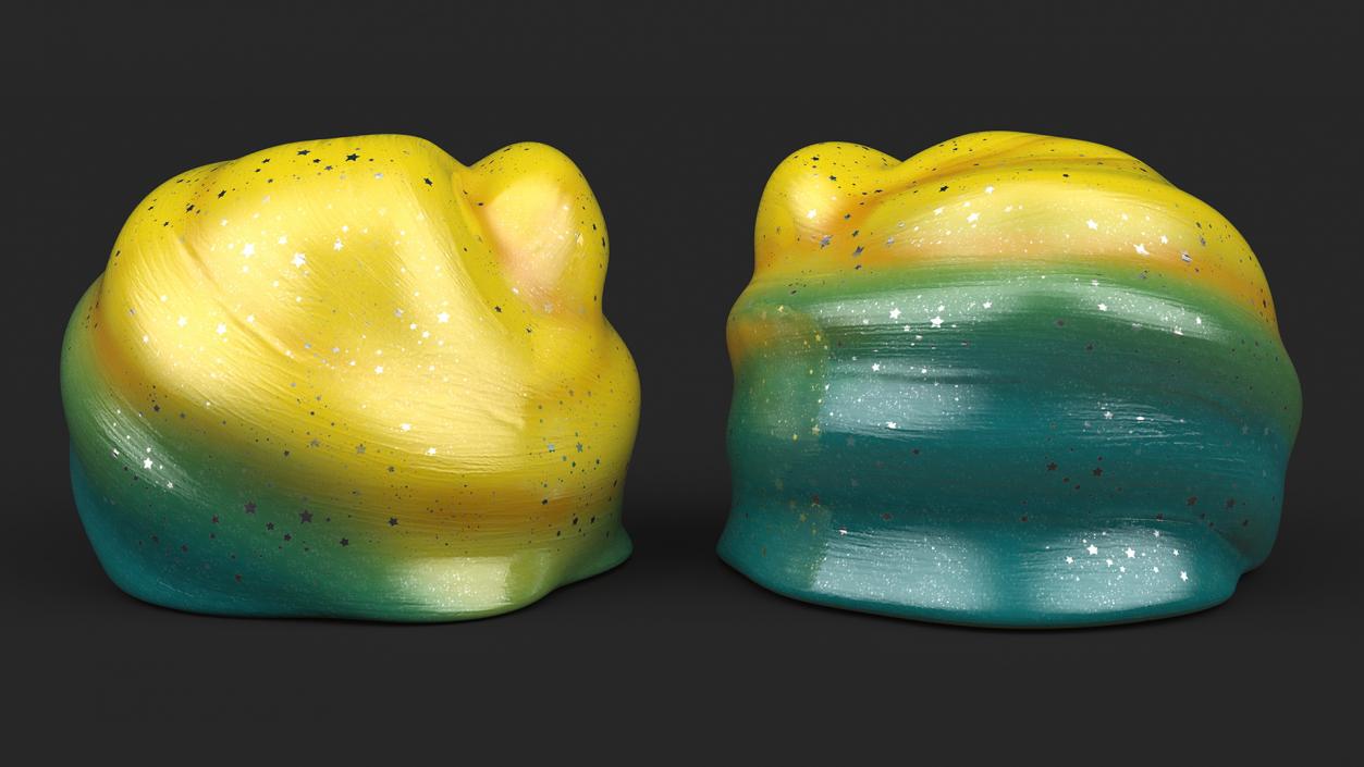 Yellow Blue Toy Slimes 3D