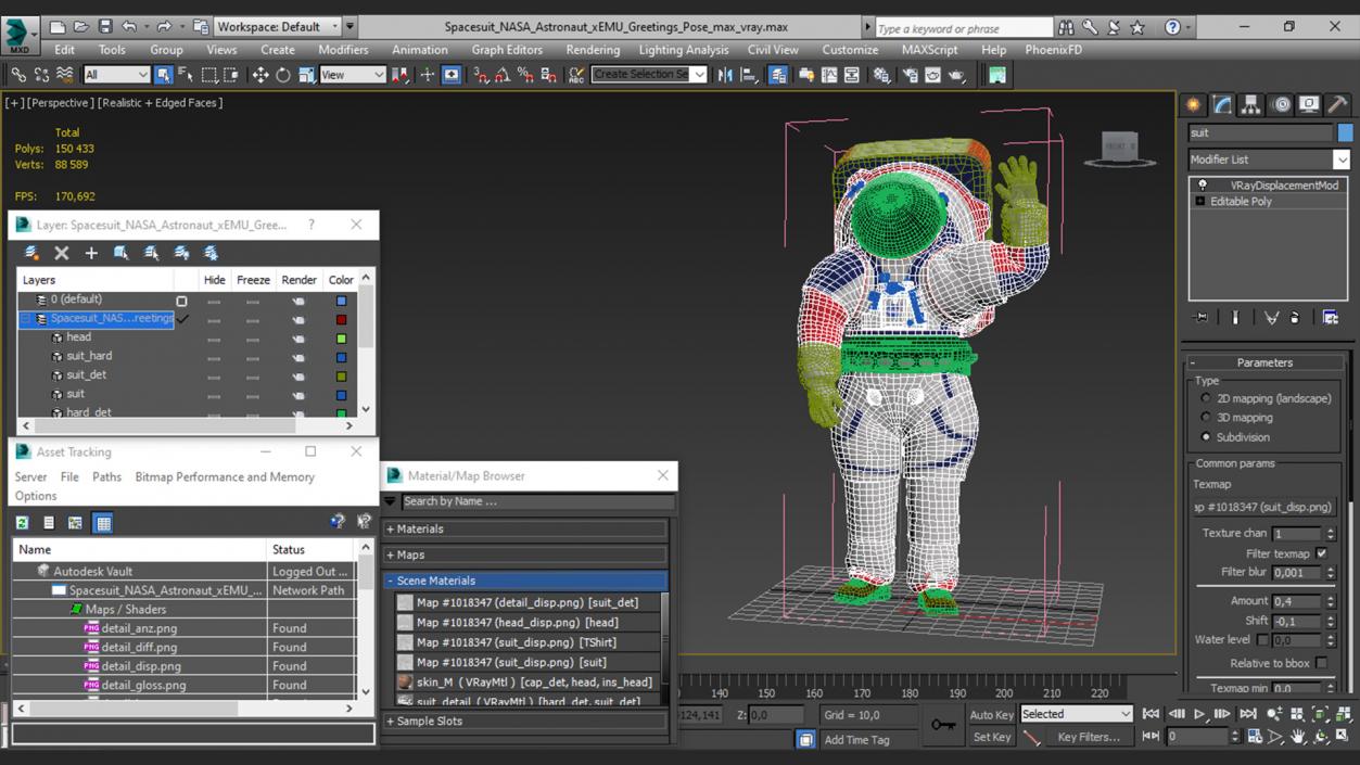 Spacesuit NASA Astronaut xEMU Greetings Pose 3D model