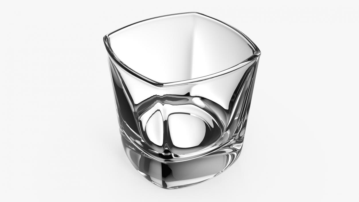 Square Base Drinking Glass Thick Bottom 3D model
