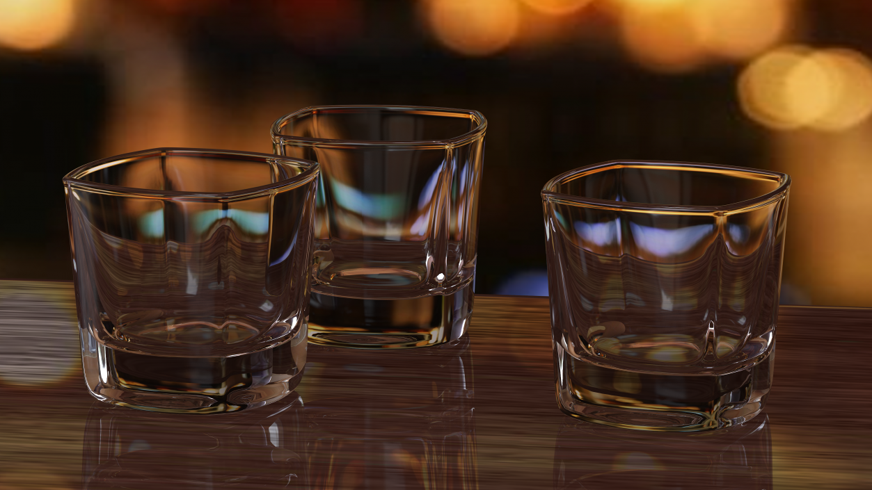 Square Base Drinking Glass Thick Bottom 3D model