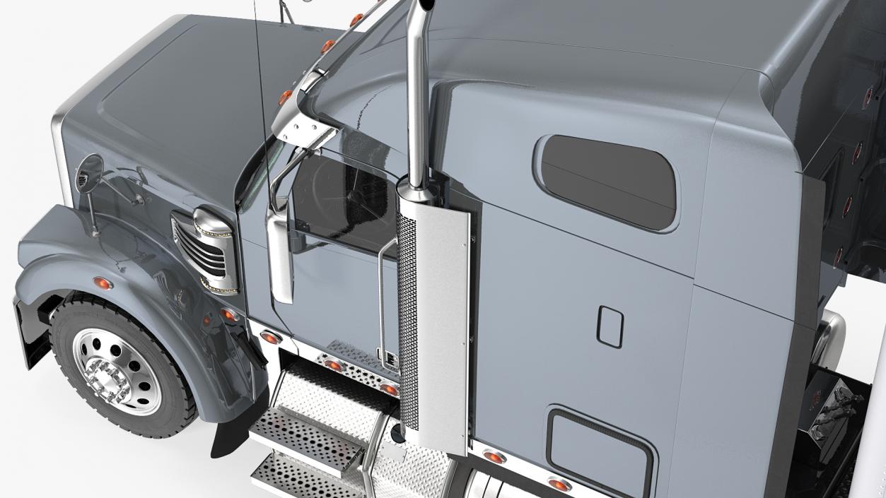 Heavy Duty Long Hood Truck with Semi Trailer 3D model