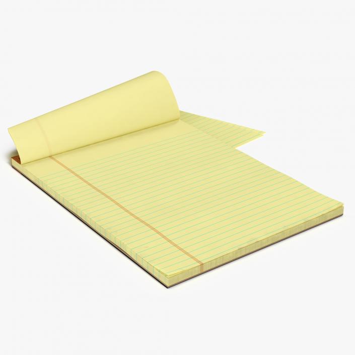 Blank Yellow Legal Pad 3D
