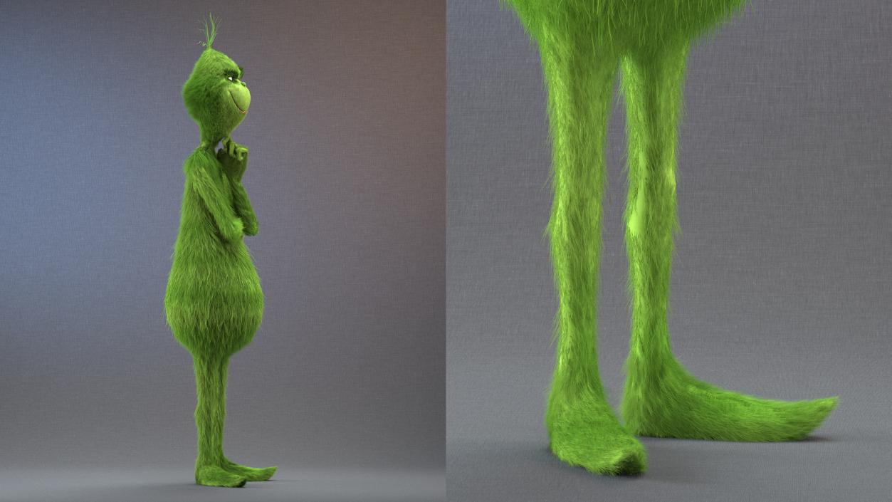 3D model Cartoon Grinch Character with Fur Rigged