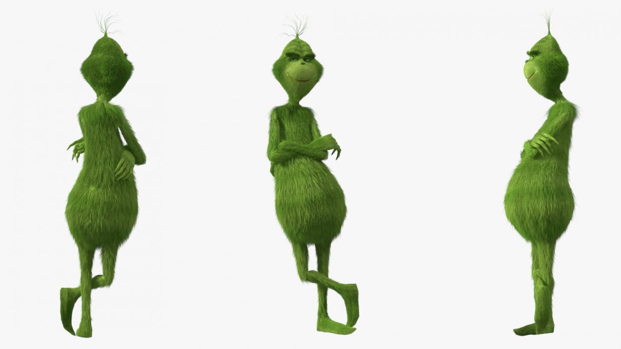 3D model Cartoon Grinch Character with Fur Rigged