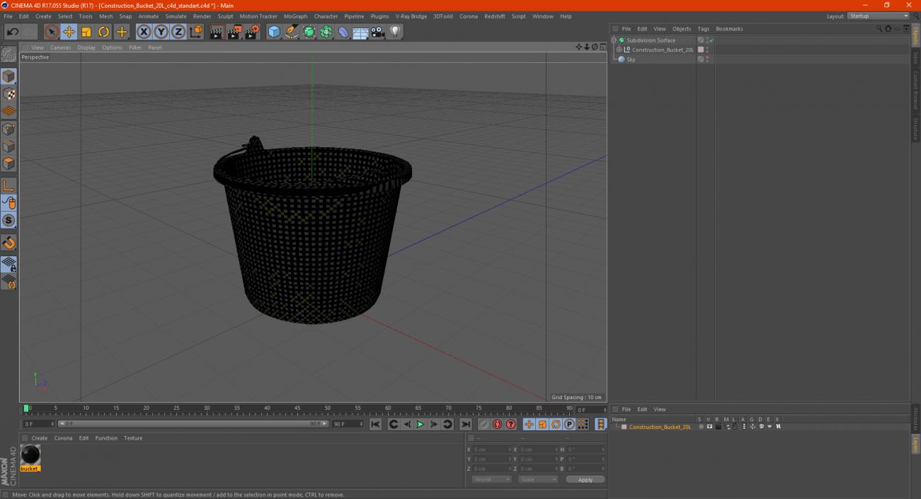3D Construction Bucket 20L model