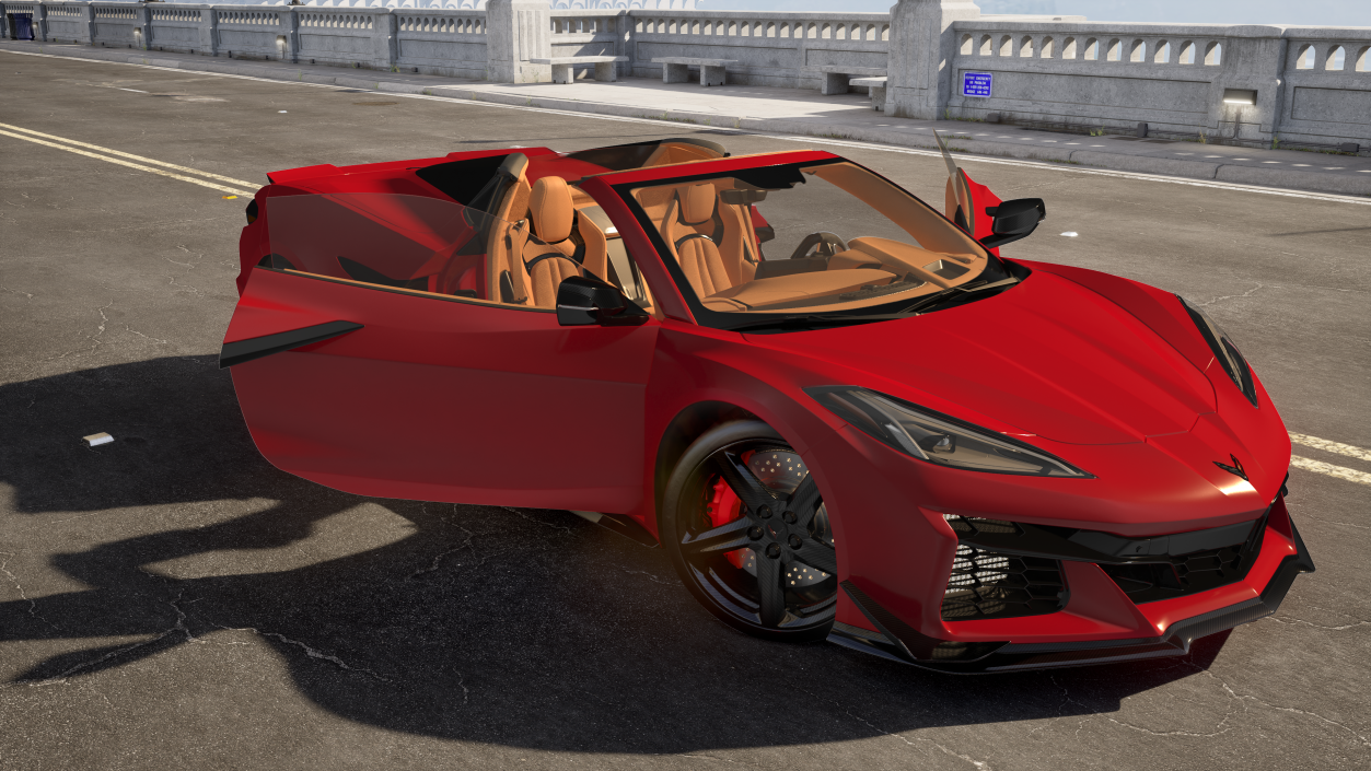 3D Cabriolet 2023 Chevrolet Corvette Z06 Open Red Rigged model