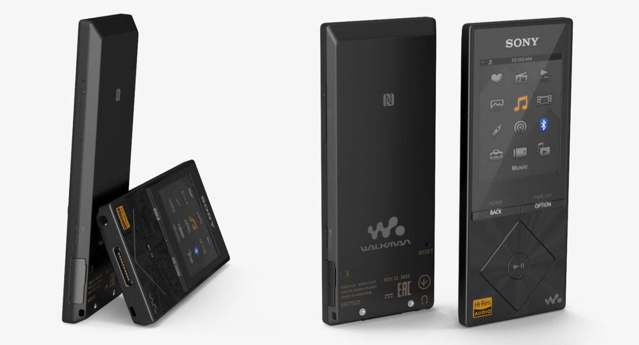 Sony Walkman NWZ A15 Portable MP3 Music Player Black 3D