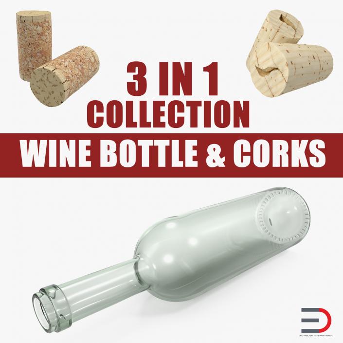 Wine Bottle and Corks Collection 3D