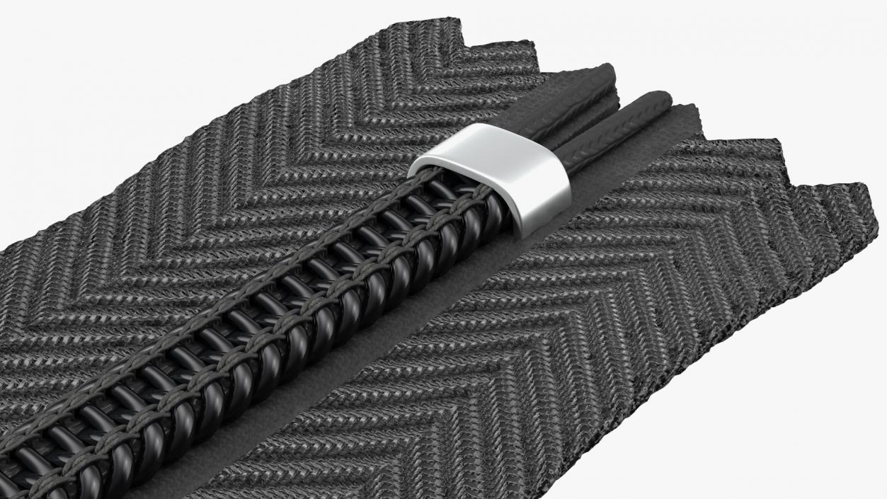 3D Half Open Nylon Coil Zipper Black model