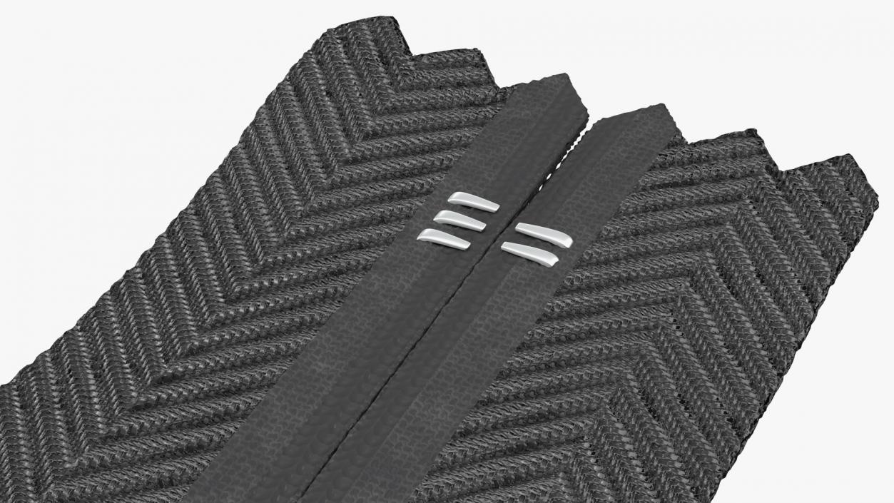 3D Half Open Nylon Coil Zipper Black model