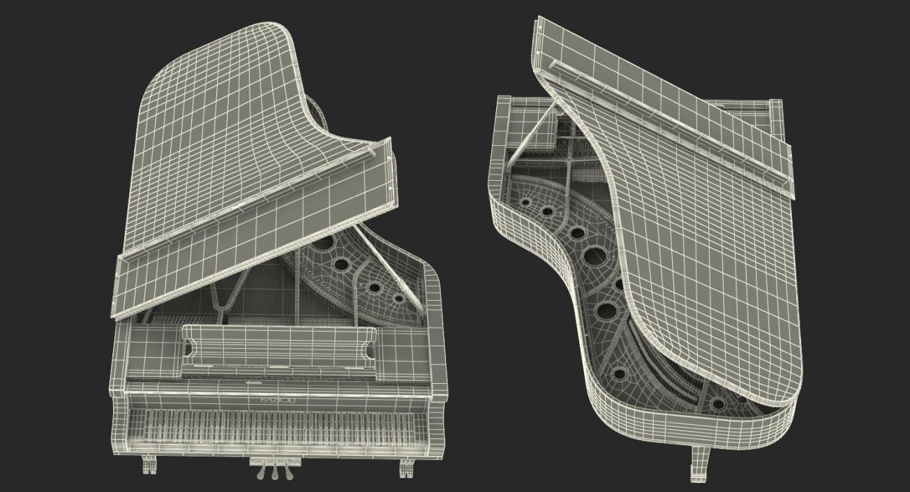 3D Grand Piano Fazioli with Music Notes Book