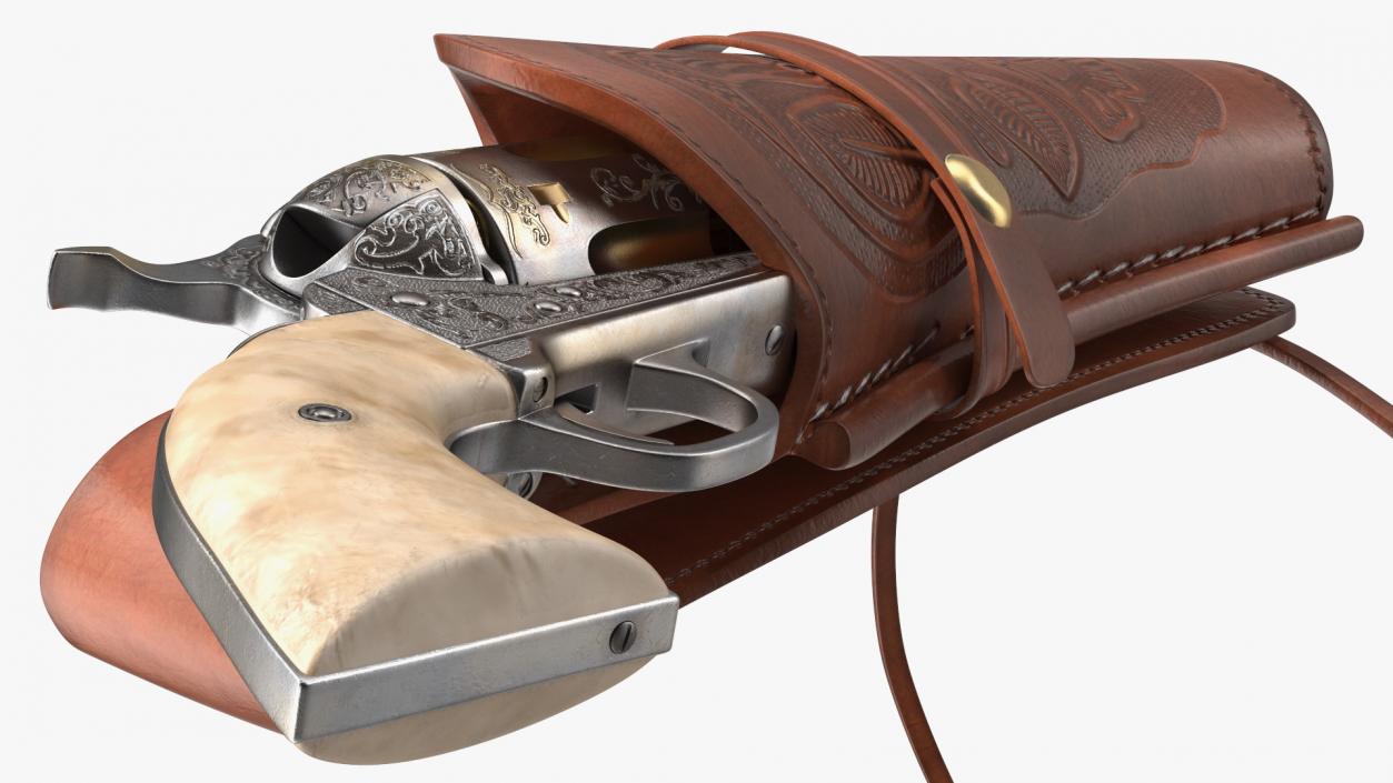 Leather Holster with Revolver 3D model