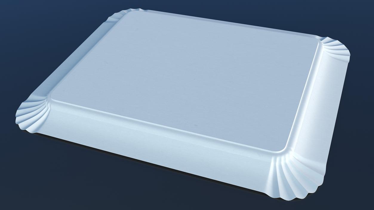 White Rectangle Paper Plate 3D