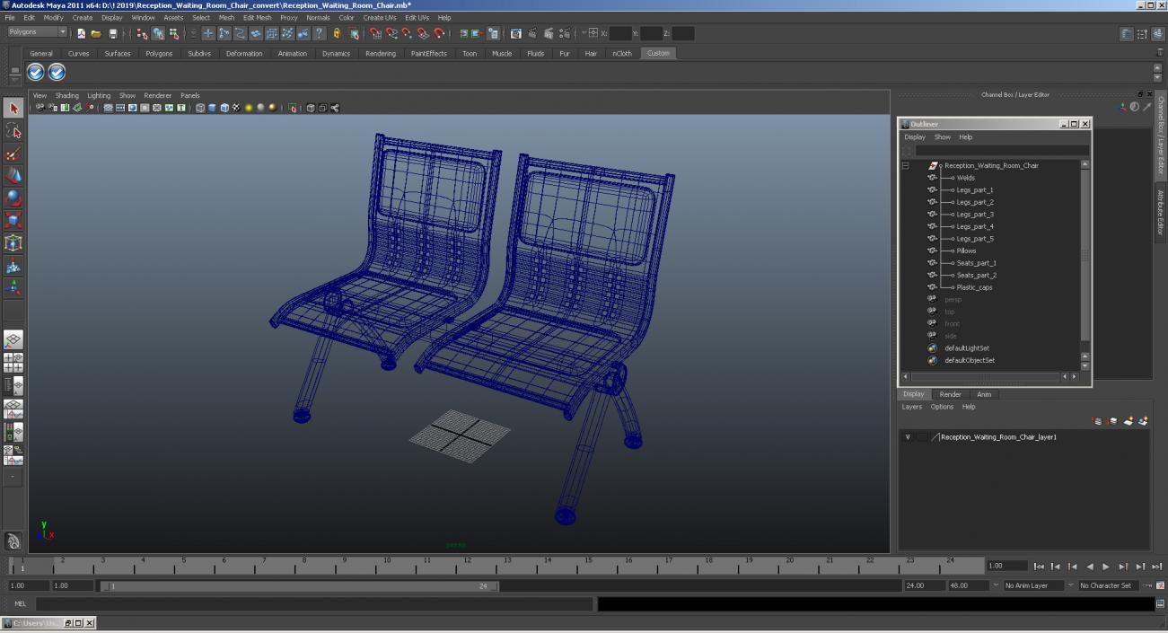 3D Reception Waiting Room Chair model