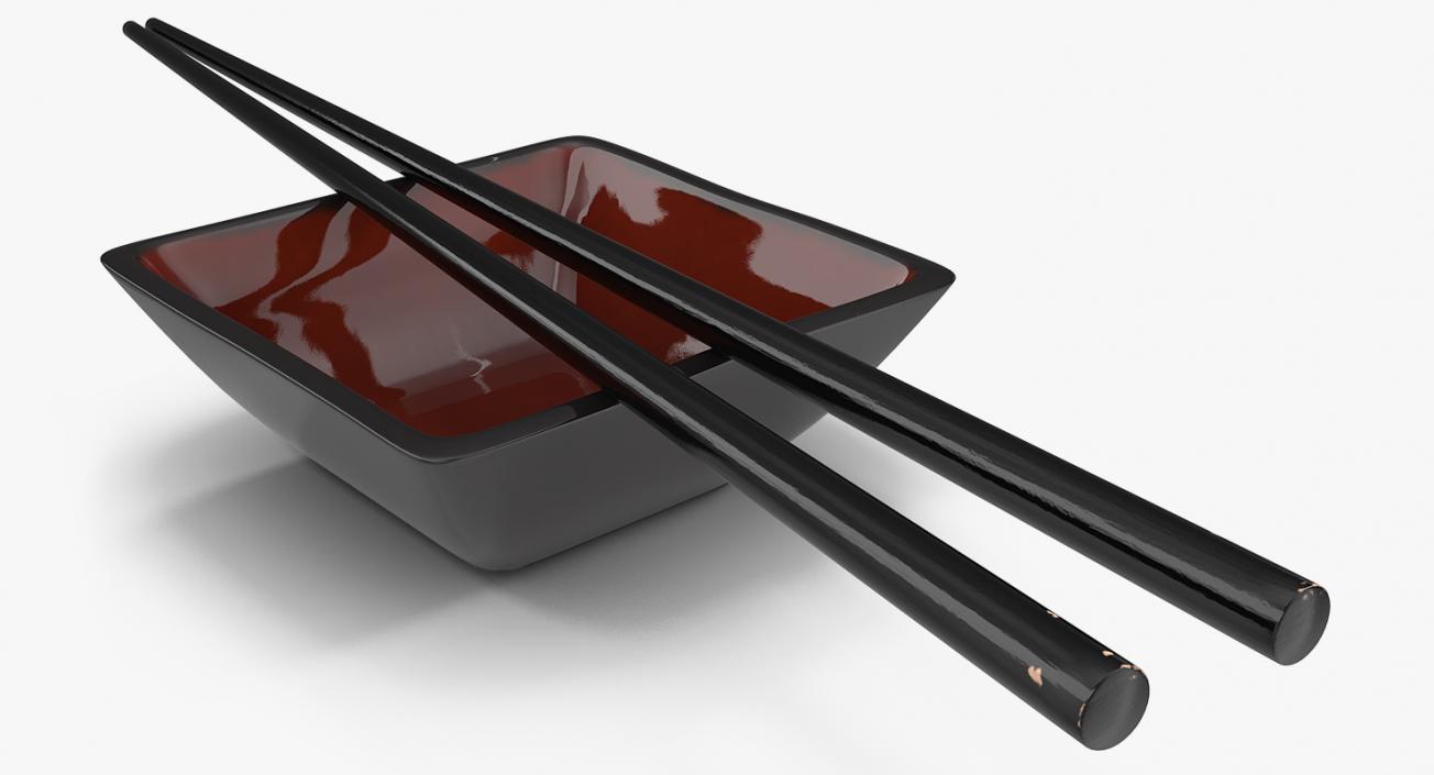 3D model Bowl for Sushi Sauce and Japanese Sticks