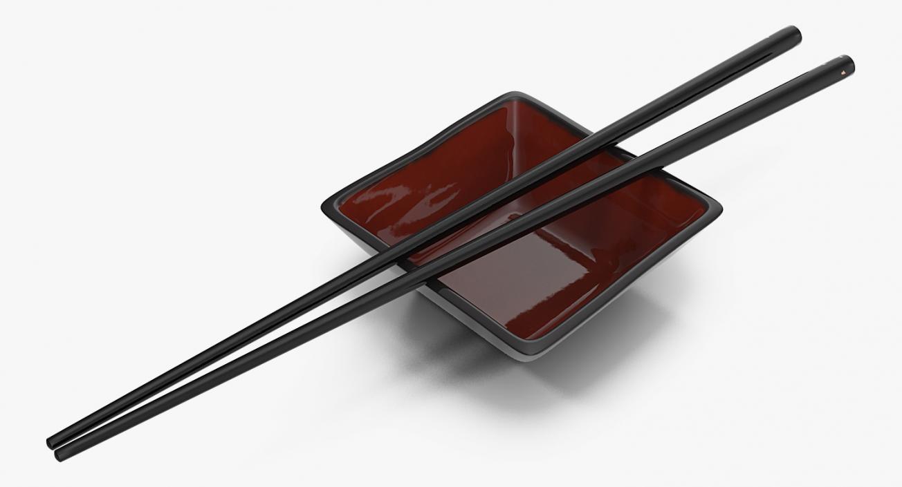 3D model Bowl for Sushi Sauce and Japanese Sticks